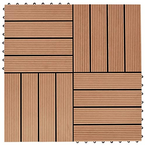 ZEYUAN Carreaux de terrasse 22 pcs 30 x 30 cm 2 m² WPC Teck,Caillebotis Exterieur,Dalle Terrasse Exterieur