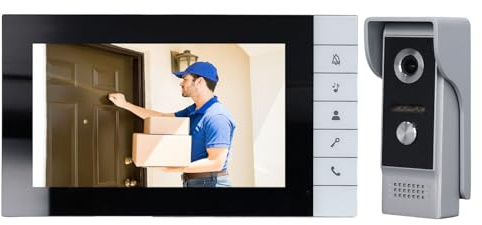 Sonew Sonnette Vidéo sans Fil, Caméra Vidéo Intelligente avec écran 7 Pouces, Interphone Vidéo de sécurité Ultra Large à 90 Degrés, Système D'interphone Vidéo à Vision Nocturne