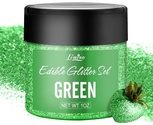 Essbarer Glitzer - 1oz Essbarer Glitzerpulver Schimmer Glitzerstaub für Getränke, Kuchen, Cocktails - Metallisch Glitzerpuder Lebensmittelfarbe Pulver zum Wein, Backen, Fondant, Keksen (Grün)