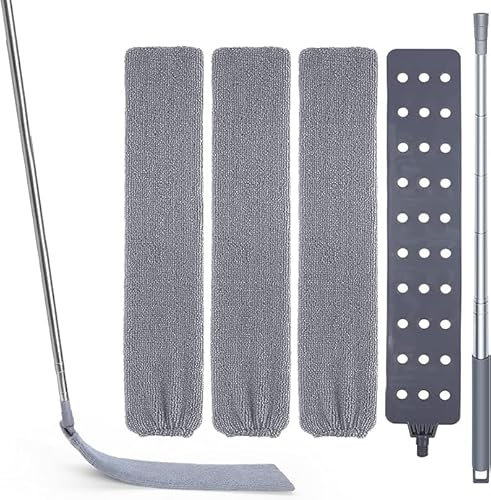 FUUNSOO Retractable Gap Dust Cleaner - Pulitore retrattile, per spolverino piatto estraibile e due rivestimenti in microfibra, pulitore a fessura retrattile
