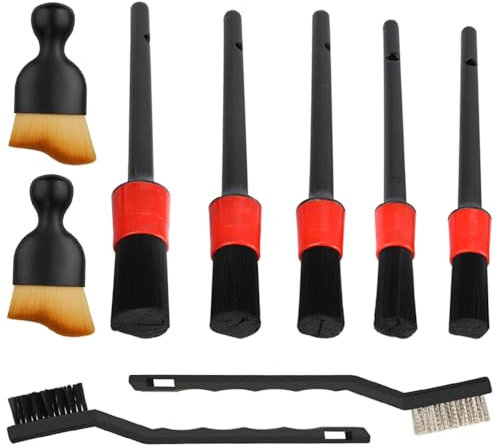 Taasmoog Detailing Brush, 9 PCS Car Detailing Brush Set 7 Different Size Car Detailing Brushes Car Brush Interior Soft Dust Removal Brushes Tool for Wheels Interior Trim Air Vents