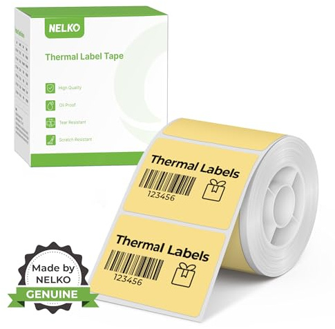 Nelko Thermoetiketten PM220 40x30 mm, wasserdicht, gelb, 230 Etiketten, kompatibel mit Nelko PM220