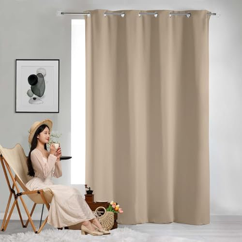 GAIFNAG Rideaux Occultants Isolant 50 x 180 cm Bloquer Lumiere, Rideau Phonique Anti Bruit Anti Froid Occultant Rideau Chambre pour Chambre Fenêtre Salon Coucher, Kaki