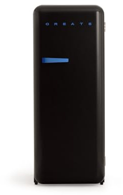 CREATE / RETRO FRIDGE 150 COBALTO/Frigorífico negro maneta azul cobalto con congelador 281L / 102W. bajo consumo. diseño vintage. 150cm. 3 estantes. regulador temperatura. botellero. 60x60x150cm