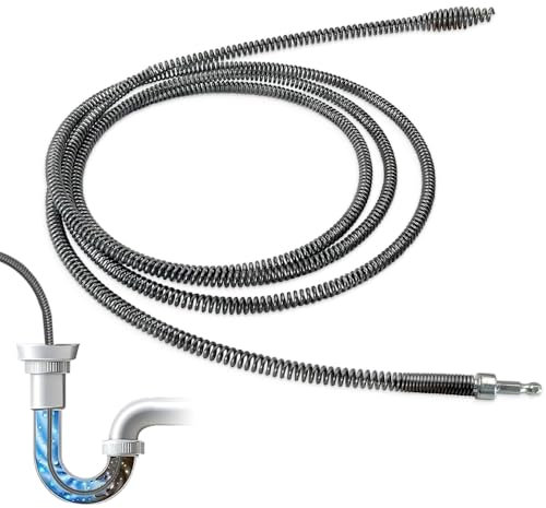 Riisoyu Sonda Sturatubi, 3m x 10 mm Sturalavandino Molla Sturatubi Coclea di Drenaggio Sgorgante Stura Lavandini e Scarichi Albero per La Pulizia Dei Tubi Scarichi Idraulico per Bagno Vasca WC