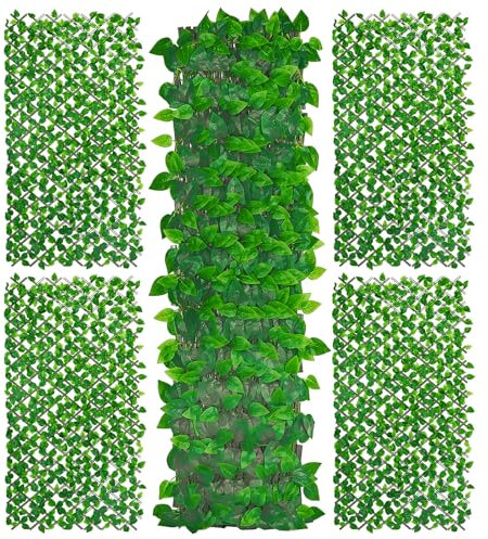 Roomark 4 vallas de hiedra artificial de 200 x 87 cm, pared extensible para plantas, protección visual decorativa para exterior e interior, seto artificial de plástico, protección visual, balcón,