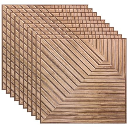 10 pannelli da parete 3D, 30 x 30 cm, autoadesivi, pannelli da parete effetto mattone, pannelli da parete in schiuma impermeabile, adatti per cucina, bagno, soggiorno (venature del legno giallo)