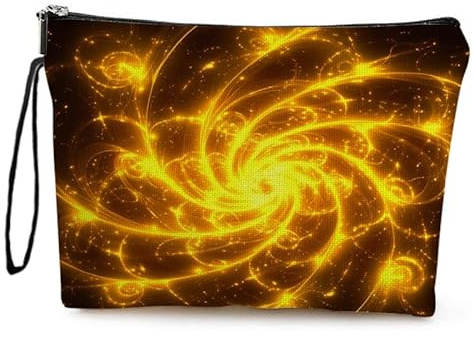 Kosmetiktasche Goldene Blumen Schminktasche Tragbare Reise Kosmetiktasche Set,Klein Niedliche Vielseitige Geldbörse Klein, Kosmetiktasche Damen,Reißverschlusstasche Kosmetik Tasche