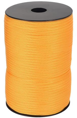 QUARKZMAN 4mm x 100m Cuerda de Polipropileno, Cordón Trenzado Cuerda Trenzada Escalada Hueca Hilo para Tendedero Exterior Camping Senderismo Sujeciones Bricolaje, Amarillo Anaranjado
