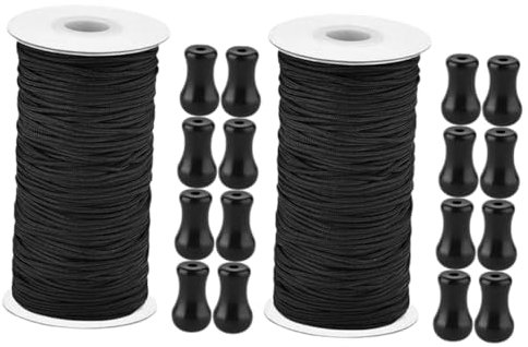 IMIKEYA 2 Ensembles Accessoires pour Stores Vénitiens Stores sans Fil pour Fenêtres Boucle Corde Non Perles Fil De Pêche Cordon De Satin Support sans Fil Chaînes en Or Polyester Black
