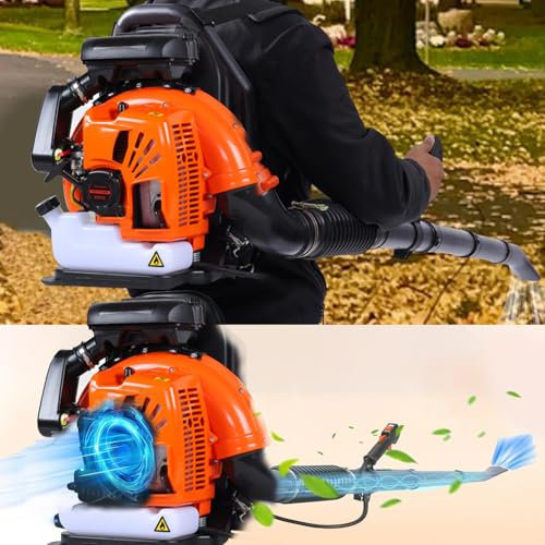 Akku-Laubbläser für den Garten mit Benzinmotor, 2-Takt-Laubbläser mit Rucksackantrieb und Benzinmotor, Schneefräse für den Garten als Rucksack, Akku-Laubbläser mit Tempomat-Griff zum Wegblasen von L