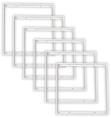 Lichttechnik24® 6er Pack Aufbaurahmen für 62x62cm LED-Panel, steckbar, Aufputzrahmen, Deckenmontage, Wandmontage, Aluminium, weiß, 62x62x4,4 cm - für 1cm flache Sidelit Panels
