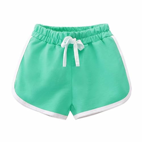 YAQUEKOU Short court pour fille et garçon - Short de sport en coton - Short pour enfants - Short court pour adolescent et fille - Short de cyclisme d'été pour la gym - 2 à 15 ans, vert, 10-12 ans