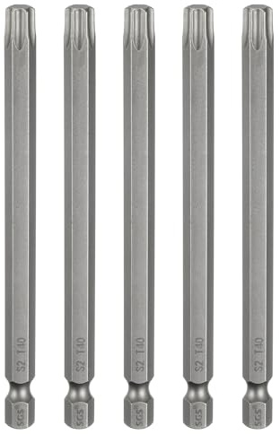 QUARKZMAN 5Pz T40 Punte Cacciaviti Torx 4 (100mm) L Set Precisione | Gambo Esagonale 1/4, Magnetiche, Senza Foro, Antimanomissione, a Stella a 6 Punte, in Acciaio S2, per Uso Industriale