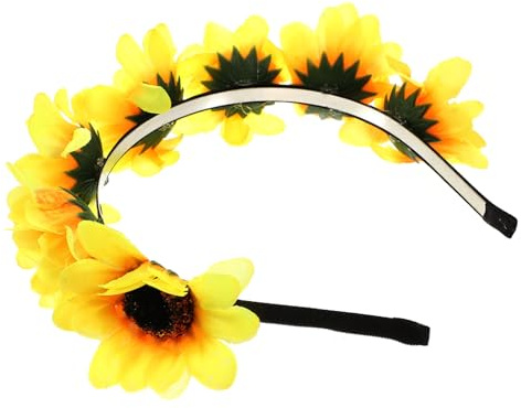 Healeved Hawaiianischer Blumenhaarreif Sonnenblume Haar Imitat Stirnband Festival Braut Kopfschmuck Party Foto Requisite