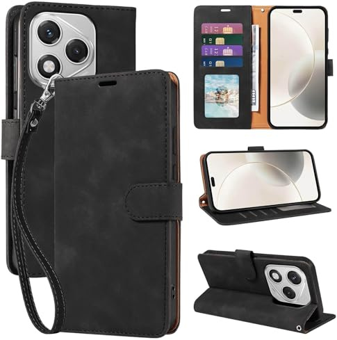 GOTOURED for Honor 400 Lite Case Wallet with RFID Blocking, 4 Card Slots & Detachable Wrist Strap, Kickstand, Slim Business PU Leather Protective Cover for Honor 400 Lite Phone Case (Black)
