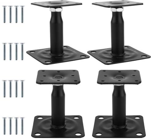 Homtone Pfostenträger Höhenverstellbar 4 Stück, 100-150 mm Schwarz | Gusseisen Pfostenträger, Stützfuß mit Schrauben für Regale, Carports, Terrassen, Zäune, Gärten