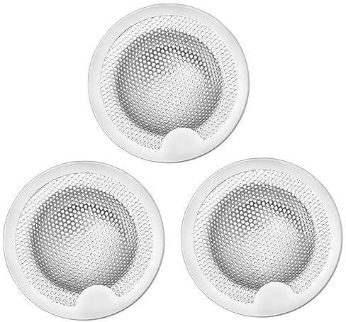 NUOBESTY 3pcs Stainless Steel Sink Strainers Clogging Filter Hair Catcher for Kitchen Bathroom Shower Drain Covers Washbasin Filters Prevent Drain Blockage Easy to Clean