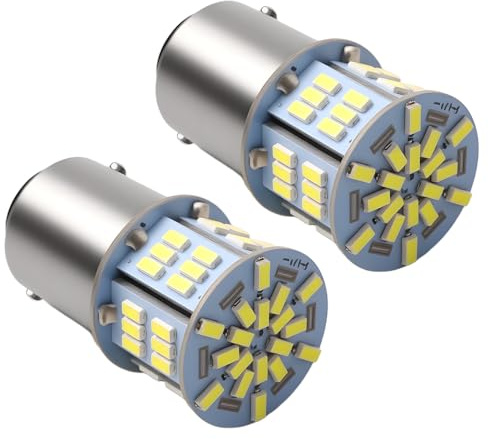P21/5W 1157 BAY15D Led Brake Light Bulb 12V-24V 7528 2357 2057 Car LED Replacement Bulb for Brake Tail Rear Stop Light for Car RV Trailer Boat Truck 54SMD 3014 Chipset White Ultra Bright (2 Pack)
