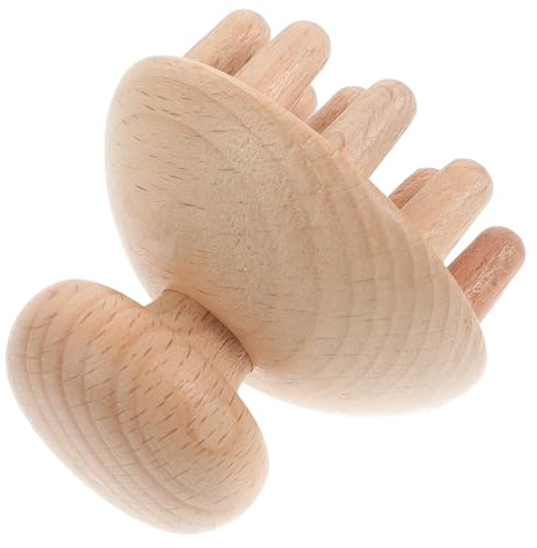 HEMOTON Holz Kopfmassagekamm in Pilzform Ganzkörper Massagegerät Aus Naturholz Langlebig Bpa Frei Für Kopfhaut Rücken Nacken Zur Muskelentspannung Und Stressreduktion