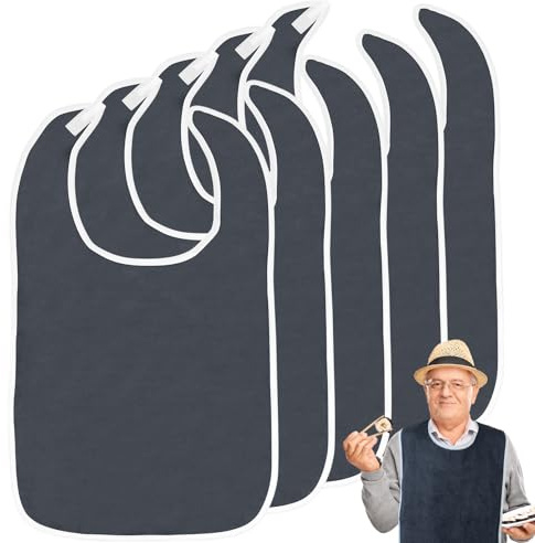 ZYNERY 5 Stück Wasserdichte Lätzchen für Erwachsene, Kleiderschutz mit Klettverschluss, Schlabberlatz Waschbar, 75x45cm Schlabberlatz für Senioren, Latz für Ältere und Behinderte