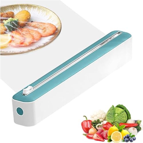 Reusable Cling Film & Tin Foil Dispenser with Cutter - Food-Safe Plastic Wrap Holder for Kitchen, Home, and Restaurant Use (Green)