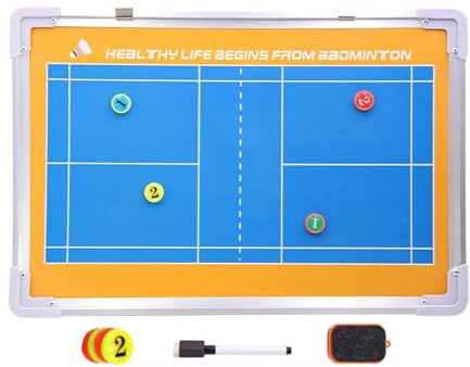 Tattiche di pallacanestro Clipboard allenatori, Lavagna tattica sportiva reversibile magnetica for es con pezzi degli scacchi e pennarelli(Badminton)