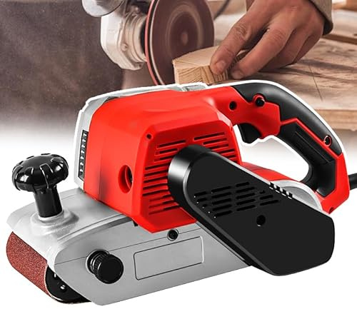 Electric Belt Sander Grinder, Mini Polishing Machine with Double Handles, 500r/Min Speed, Bench Disc Sander Combo for Knife Making, 4 Inch