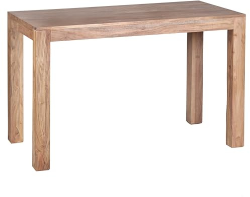 FineBuy Esstisch 120x60x76 cm Akazie Massivholz Natur, Rechteckig | Esszimmertisch aus Vollholz mit 4 stabilen Standbeinen, Küchentisch im Landhausstil, handgefertigtes Unikat