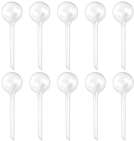 Plant Watering Globes Set of 10, Self Watering Bulbs for Indoor & Outdoor Plants, Plastic Automatic Water System (Clear, 10 Pack Large)