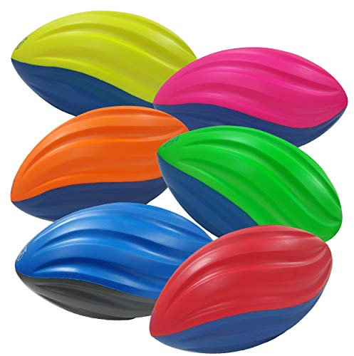 Macro Giant 7.5 Inch Safe Soft Foam Spiral Football, Set of 6, Assorted Colors, Practice Training, Kid Toy, Yard Game, Indoor Outdoor