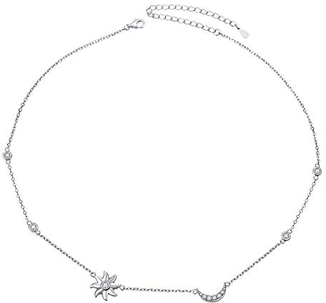 Flyow 925 Sterling Silber Halskette Damen Anhänger Choker Kette Schmuck