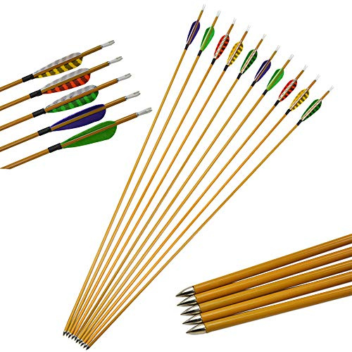 ZSHJG 6pcs Carbonpfeile für Bogenschießen 31 Zoll Jagdpfeile Spine 900 Bogenpfeile für Compound und Recurve Bogen Pfeile für Bogensport (Gelb)