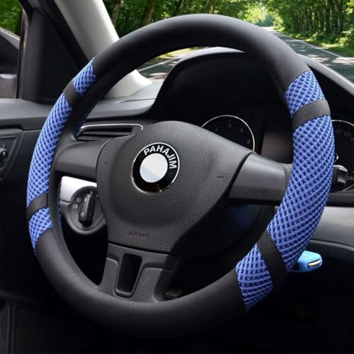 Pahajim Auto Lenkradbezug Lenkrad Bezug Microfiber Leder Anti Rutsch Lenkradabdeckung Breathable Autozubehör Innenraum Universal 38 (Blau)