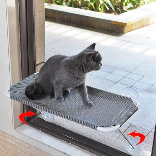 LSAIFATER Percha de Seguridad de Hierro para Ventana de Gato de 360° y Soporte Inferior, Hamaca para Cualquier Gato