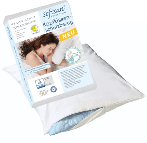 Softsan Extraweich Allergiker Kissenbezug 60x60 cm, Anti Milben Encasing für Kopfkissen, Milbenschutz für Hausstauballergiker