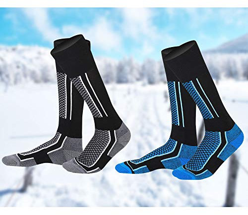 EMAGERGREN 2 Paar Skisocken Herren Skitourensocken EU39-45 Snowboardsocken Baumwolle Skitouren Ski Socken Warm Ski Socks Extra Dick Skistrümpfe Thermo Funktionssocken für Skifahren Wintersport