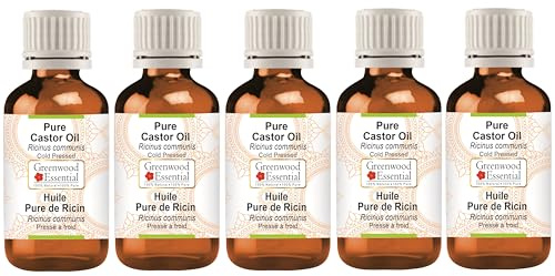 Greenwood Essential Pure Castor Oil (Ricinus communis) Cold Pressed 100ml x 5 (16.9 oz)