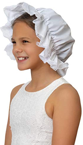 White Mob Cap Bonnet Costume – Colonial Maid Accessory Grandma Hat Nightcap