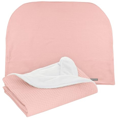 MIMUSELINA Copertina Neonato Invernale in Cotone | Coperta Invernale Neonato 70x90cm Calda e Morbida | Coperta Lettino e Culla Avvolgi Bambino | Ideale per Inverno e Mezze Stagioni | Waffle Pink