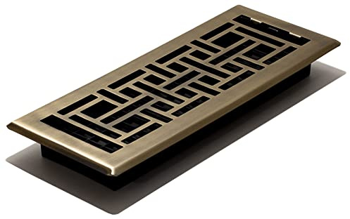 Decor Grates AJH412-A Oriental Floor Register, 4x12 Inches, Antique Brass Finish