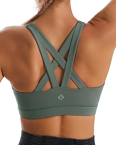 RUNNING GIRL Sports Bra for Women, Padded Criss-Cross Back Strappy Sports Bras Medium Support Sports Bra with Removable Cups