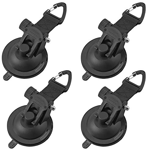EYPINS 4PCS Heavy Duty Suction Cup Anchors with D Ring, 10kg Load Capacity Waterproof Suction Hooks for Caravan, Van, Truck, Boat & Home Awning Fixing
