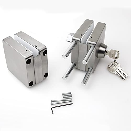 ZONADAH Serrure de porte double vitrage en acier inoxydable 201 de qualité supérieure - Surface carrée brossée - Ferme-porte sans cadre ouvert des deux côtés - Pour verre de 10 à 12 mm d'épaisseur