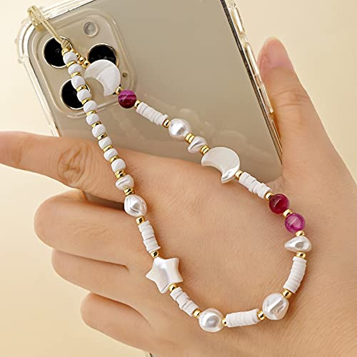 PTNKUIIY Böhmische Anti-Verlorene Handykette, Vintage Acryl Handy Charm Perlen Bunt Handykette Telefon Lanyard Handschlaufe Perlen Strap Telefon Anhänger Handy Schmuck Hängen Chian für Frauen