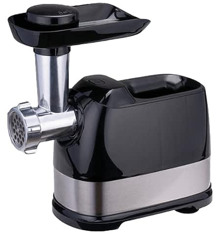 alpina Fleischwolf Elektrisch - 600 Watt - 3 Scheiben 3/5/7 mm - 1,5 kg Fleisch pro Minute - Edelstahl - Silber