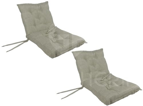 GBiancheria Set di 2 Cuscini Imbottiti per Sedie con Schienale da Esterno ed Interno Resistente e Comodo per Sedie Reclinabili, Spiaggine e Poltrone da Giardino Made in Italy (Beige)