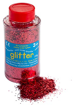 Glitter | 100 Gramm Dose | Shaker-Deckel für einfaches Ausgießen | Kunst und Handwerk | Glitzerkunst | Rot