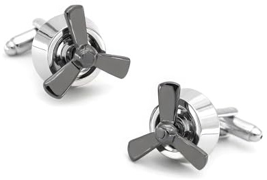 Manschettenknöpfe, Motiv Luftfahrt – Original-Manschettenknöpfe im Luftfahrtbereich, Verkauf als Paar – Accessoire für Party oder Kostüm, Hemd und Jacke, Smoking, Flugzeugpropeller, One size