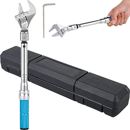 BUTORY Torque Wrench Digital Adjustable Torque Wrench 5-25 NM 30mm Steel Open End Torque Wrench 9×12mm Interchangeable Head Torque Wrench Car Repair Maintenance Spanner Hand Tool for Bicycle Car